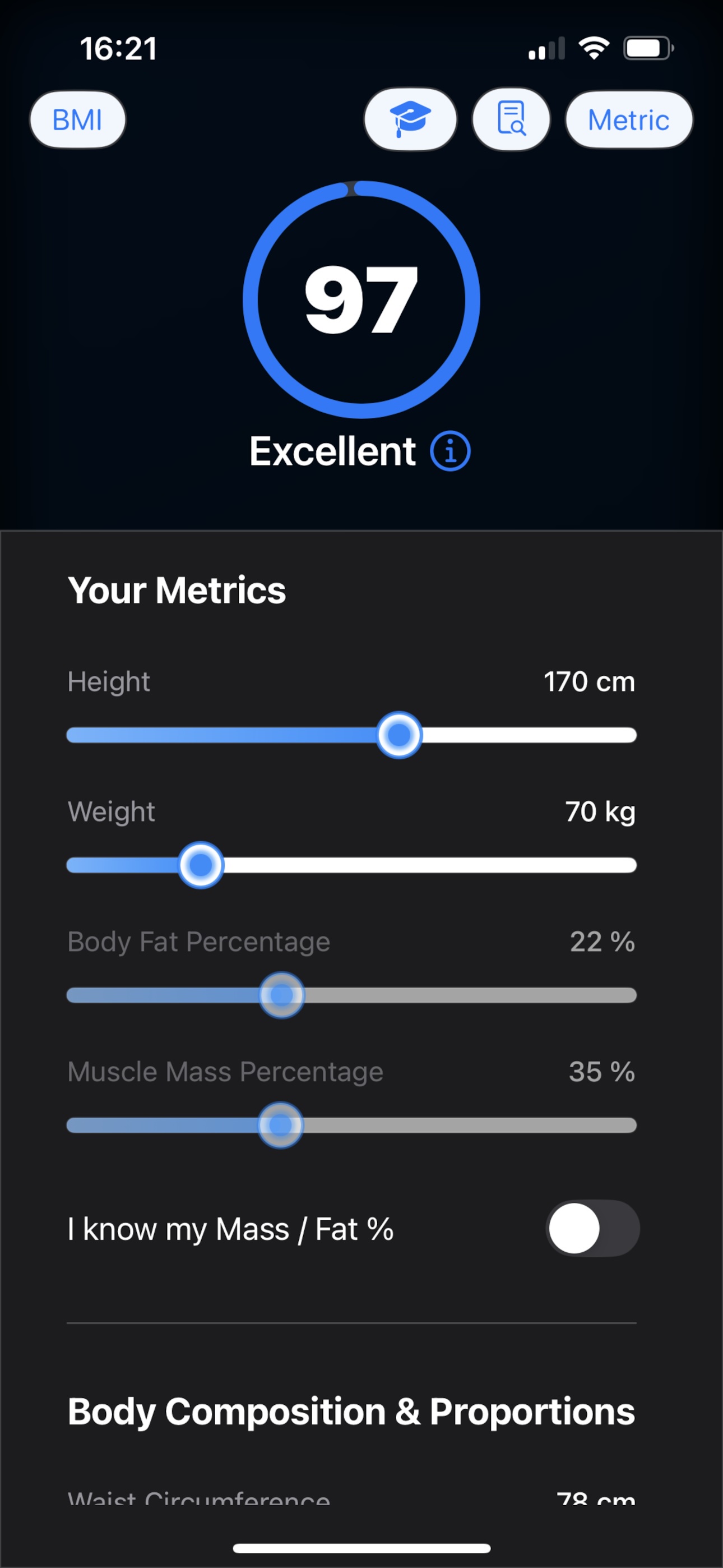 AiBMI App Screenshot 4 - Results Screen